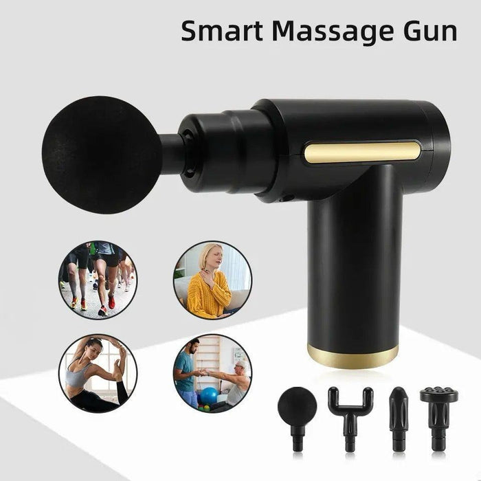4-in-1 Massage Gun 💆‍♂️ | Deep Tissue Percussion Massager with 4 Attachments | Handheld Electric Body Therapy for Pain Relief, Relaxation & Muscle Recovery