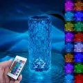 Crystal Lamp, Rose Diamond Table Lamp, 16 Colors RGB with Touch and Remote Control, USB Rechargeable Decorative Acrylic Rays lamp, Atmosphere Light for Living Room, Bedroom.Bar