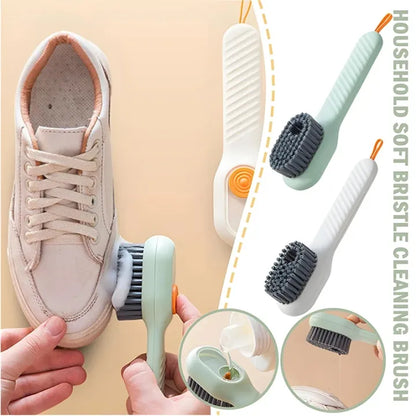 Cleaning Brush With Soap Dispenser | Long Handle | Soft Bristle | Shoes & Clothes Cleaner | Household Laundry Cleaning Tool